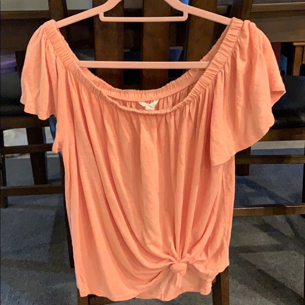 Salmon Off The Shoulder Top